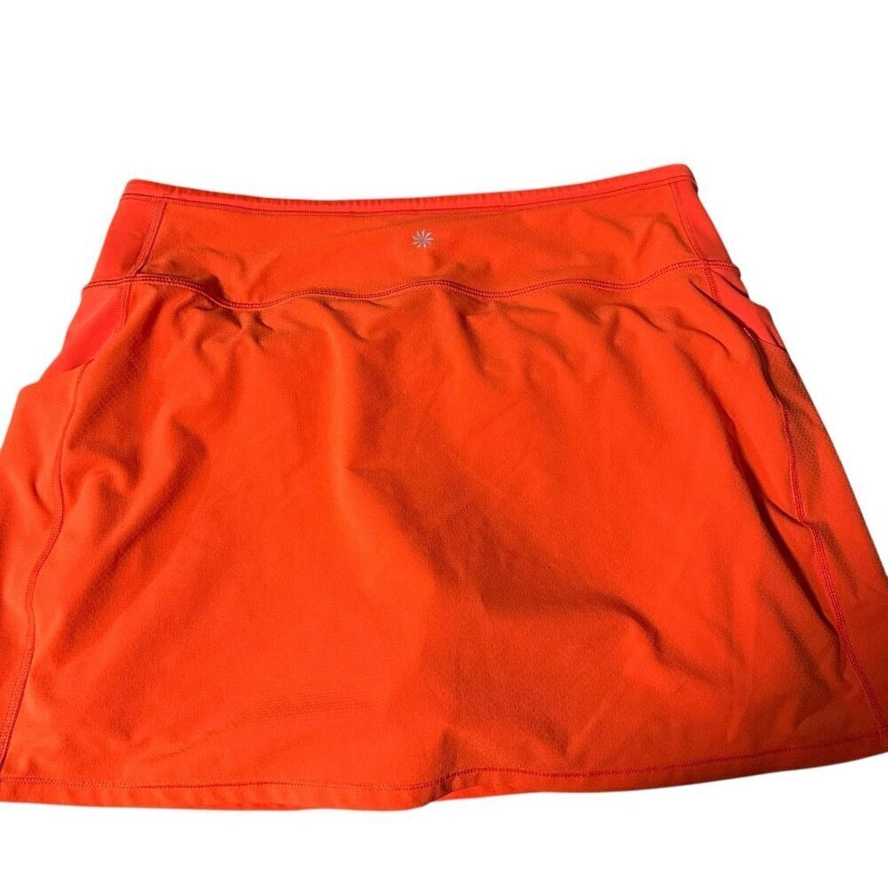 Athleta Action Skort in Dobby 14.5” Medium Skirt Short Athletic Orange Pockets - Picture 4 of 6
